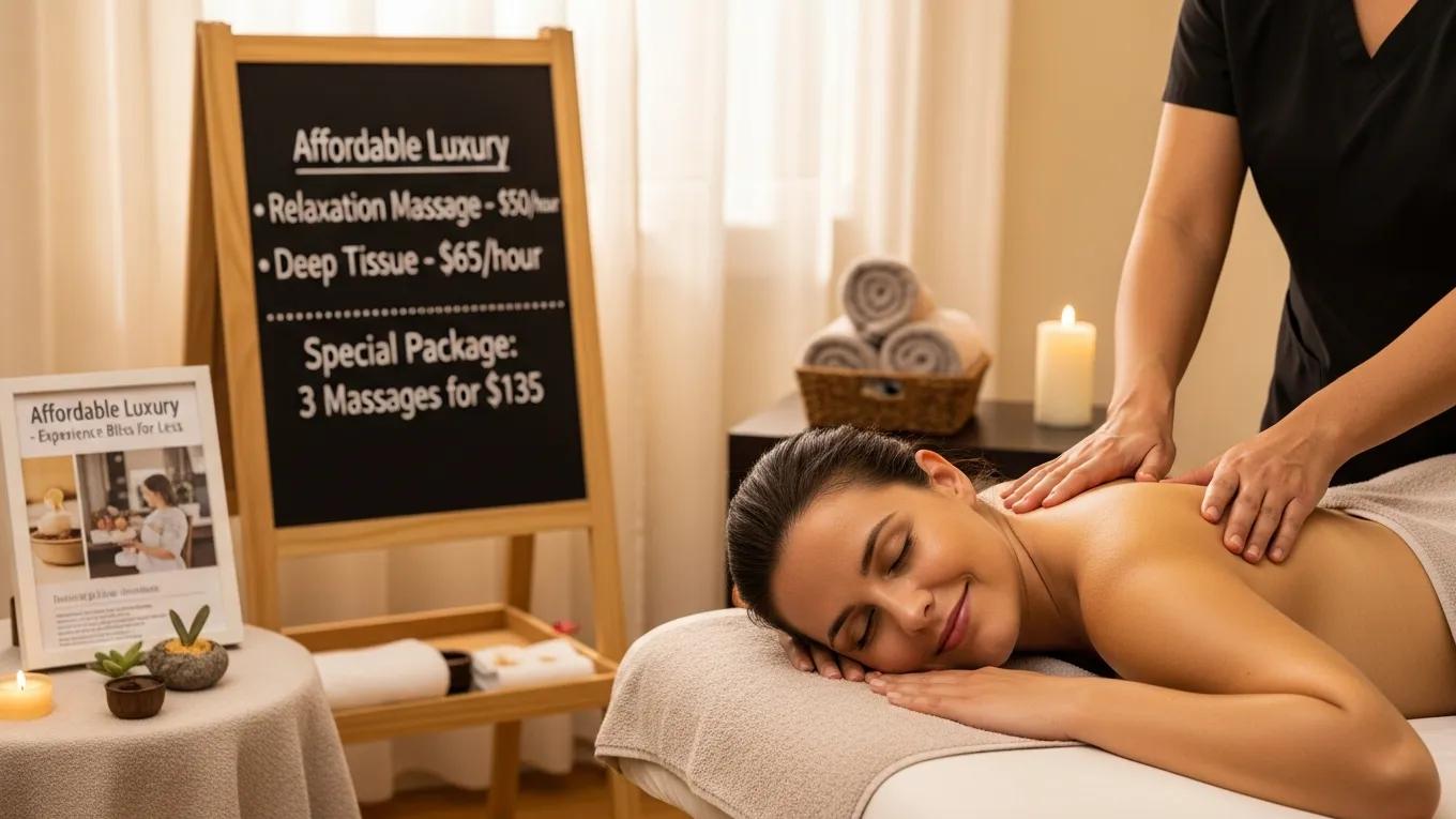 Client enjoying an affordable massage in a cozy spa setting