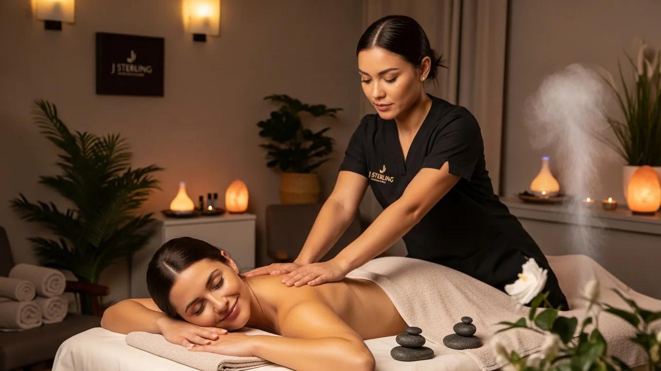 Satisfied customer receiving a deep tissue massage at a wellness spa