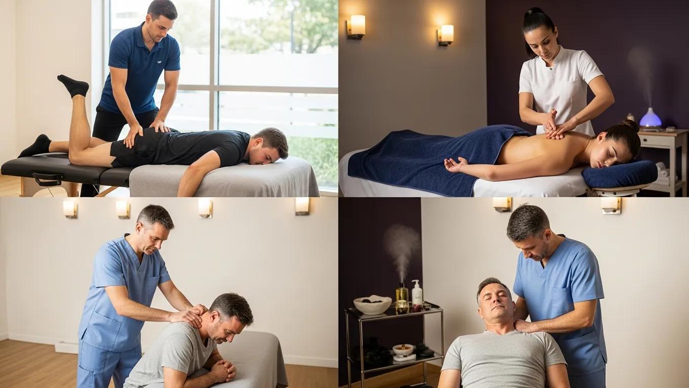 Various massage techniques including sports, deep tissue, and trigger point therapy for muscle recovery
