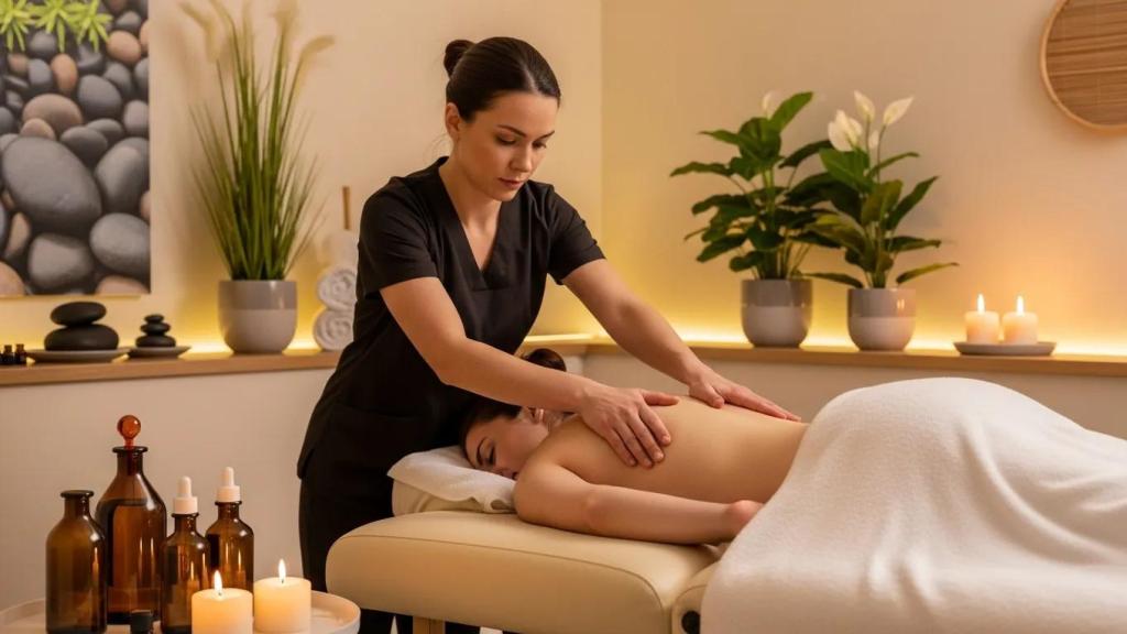 Deep tissue massage therapy session in a tranquil spa setting